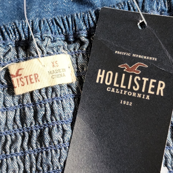 Hollister blue jean cropped top size XS new - Picture 3 of 7